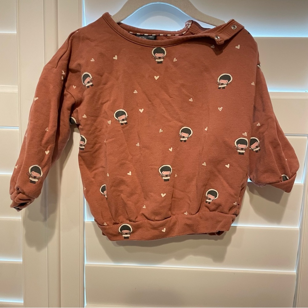 Babyface Collection Snowsuit Print Sweatshirt Rust Brown Black Size 18m